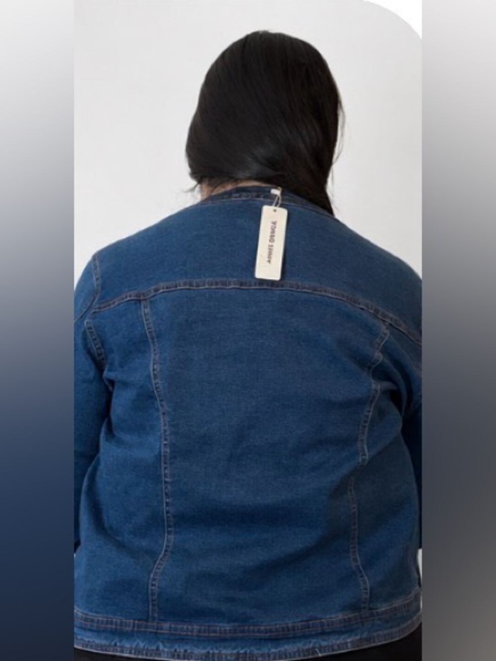 Agnes Orinda, Dark Wash Stretch Denim Jacket Button Front Size 3X, NWT - Picture 3 of 4